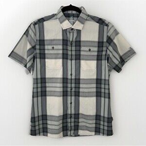 Kuhl Styk Seaglass Plaid Shirt Small Button Short Sleeve Hiking 7383 UPF 30+